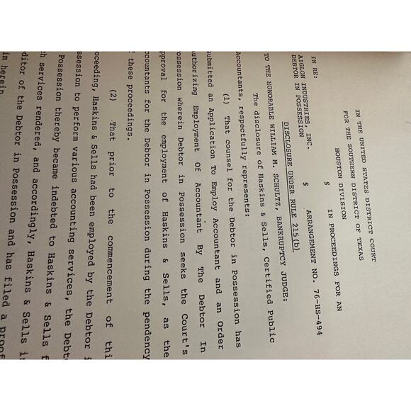 Aiglon Industries, Inc ET AL chapter XI Arrangement Proceedings NOS 76-HS-494, - Picture 9 of 13